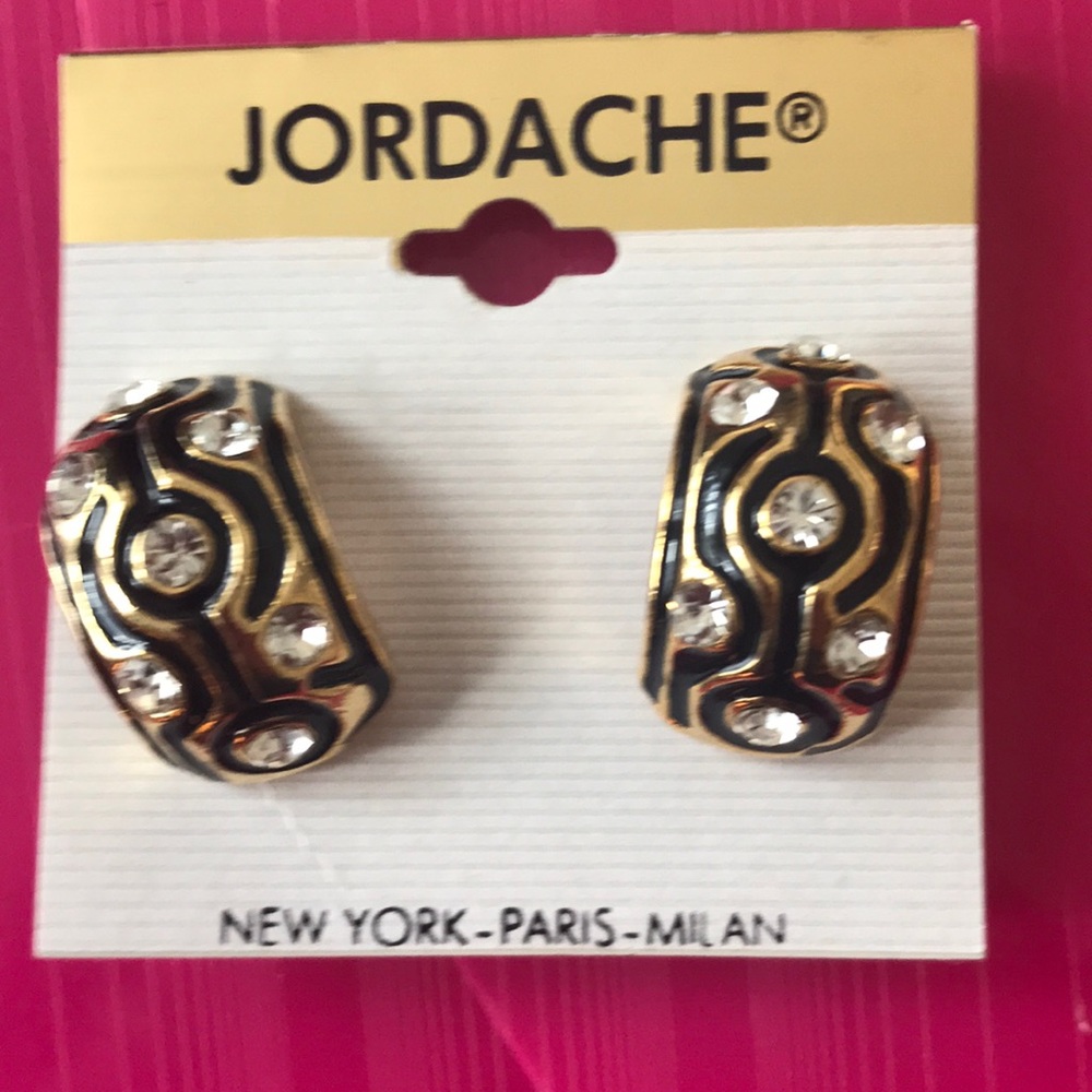 Black and gold with bling clip on earrings